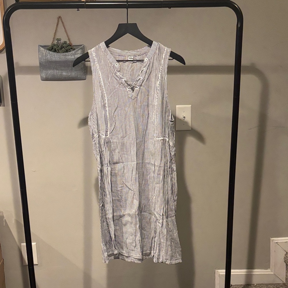Old Navy Sleeveless Striped Midi Dress - Light Blue/White